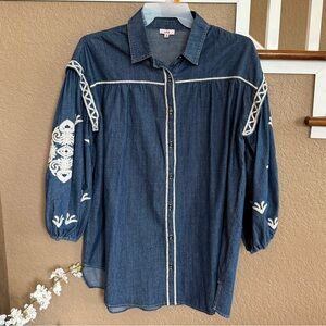 Embroidered Denim Tunic Dress